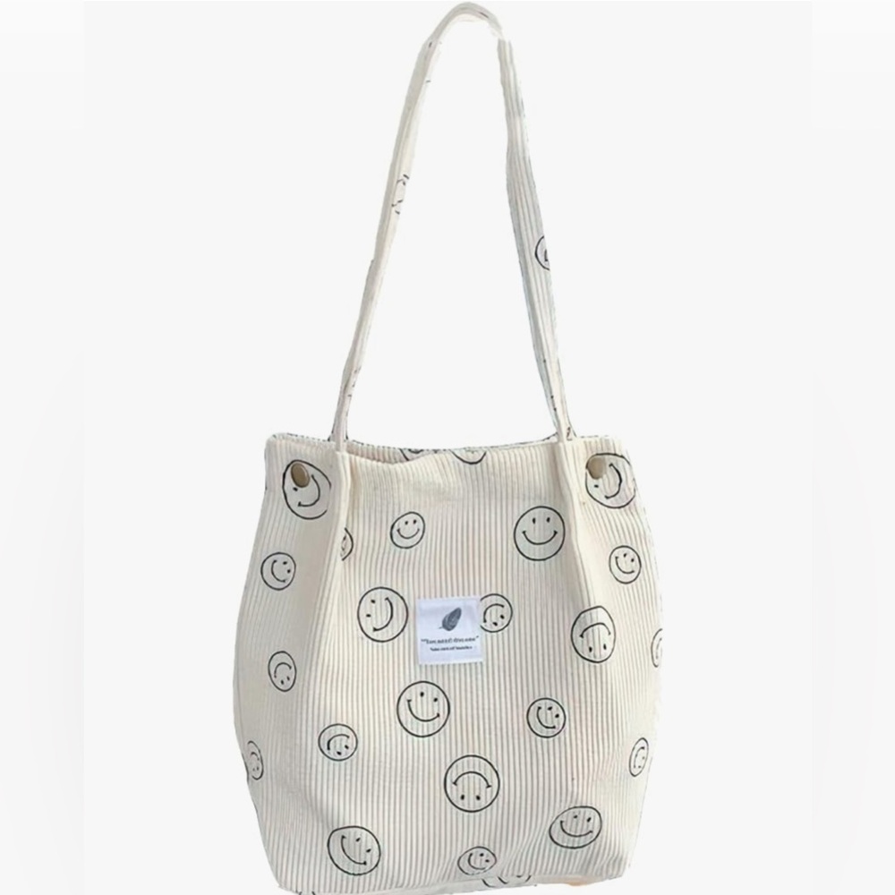 Smiley Face Cream Tote Bag